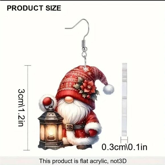 Festive Gnome Earrings - Red and White - Picture 5 of 6